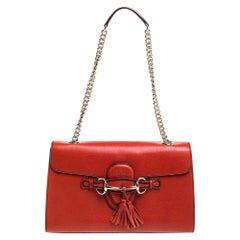Gucci Coral Red Leather Medium Emily Shoulder Bag
