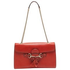 Gucci Coral Red Leather Medium Emily Shoulder Bag