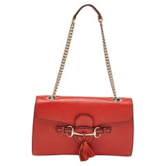 Gucci Coral Red Leather Medium Emily Shoulder Bag