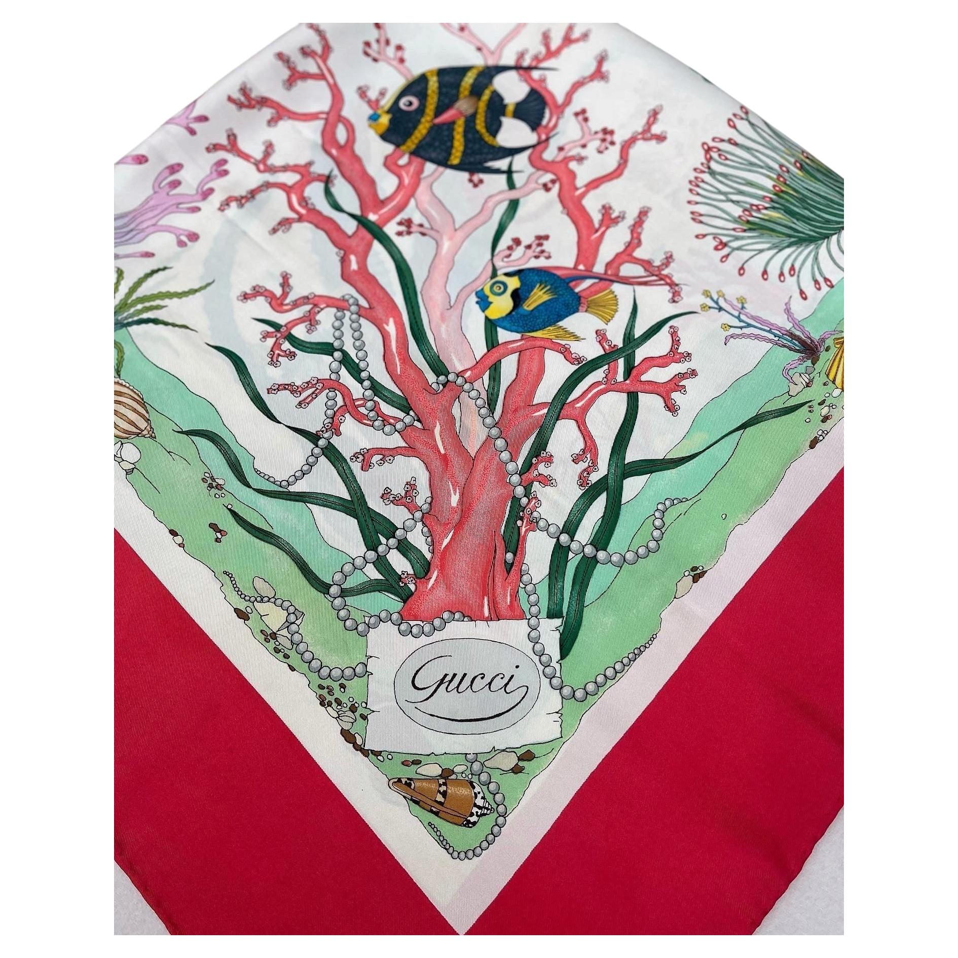 Gucci “Coralli” Silk Scarf by Vittorio Accornero, 1968 For Sale