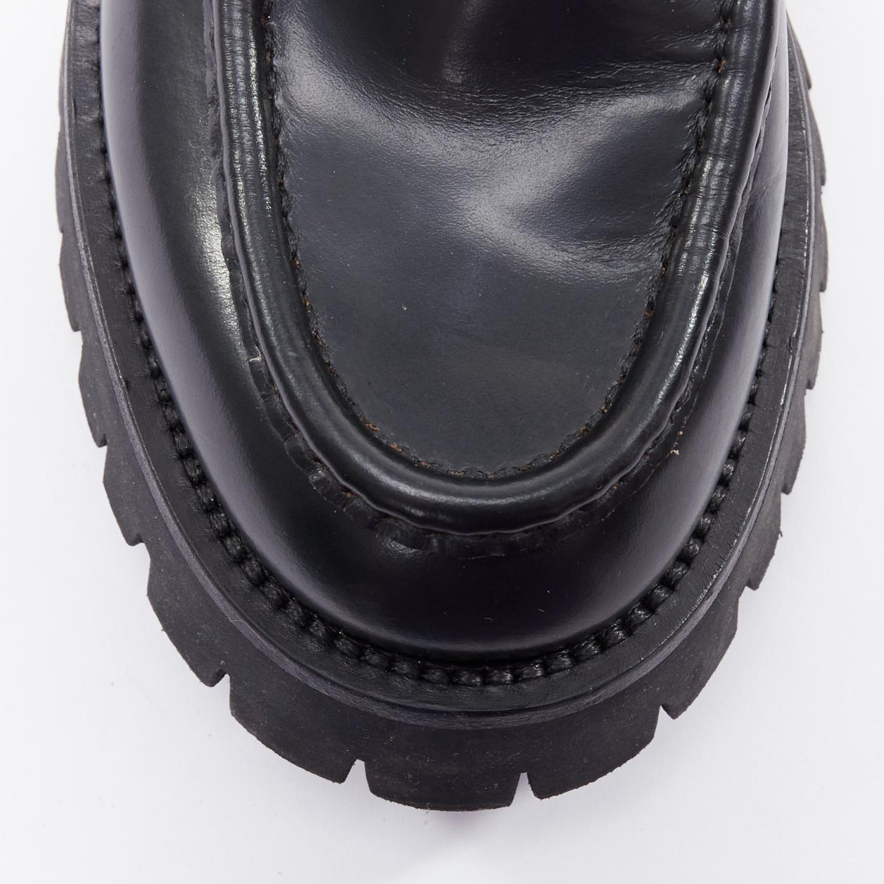 GUCCI Cordovan Lux Lug Sole black gold horsebit loafers EU38 1