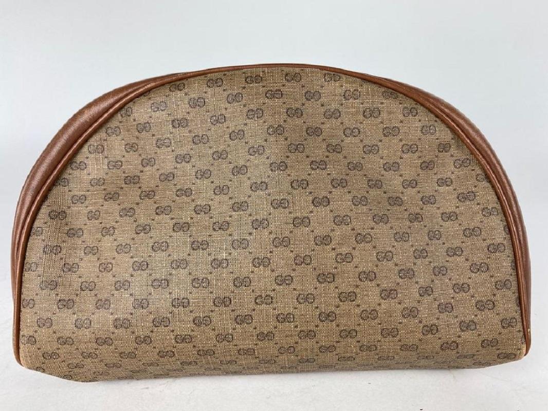 Gucci Cosmetic Case Micro Gg Mini Logo Or Pouch Monogram 17ga530 Brown Coated In Good Condition For Sale In Dix hills, NY
