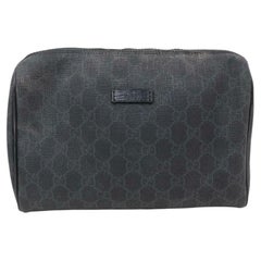 Vintage Gucci Cosmetic Pouch Monogram 871190 Black Gg Supreme Canvas Clutch