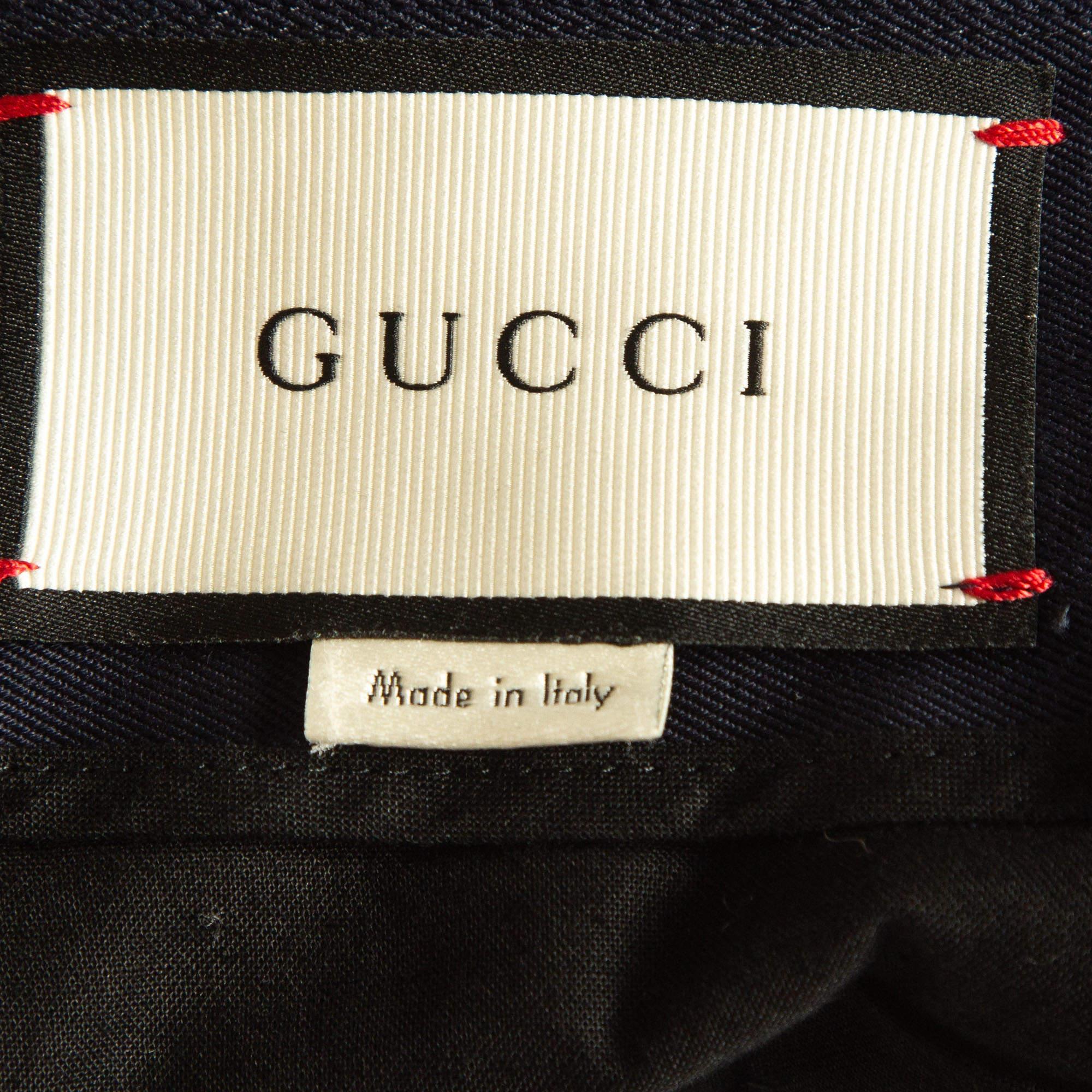 Pantalon ajusté Gucci en coton brodé d'abeilles S en vente 2
