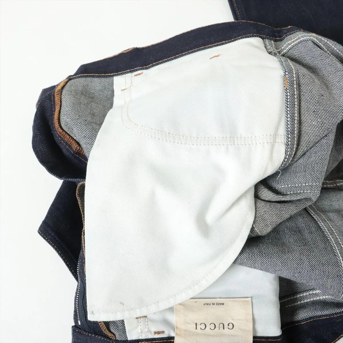 Gucci Pantaloni in cotone e denim blu navy in vendita 8