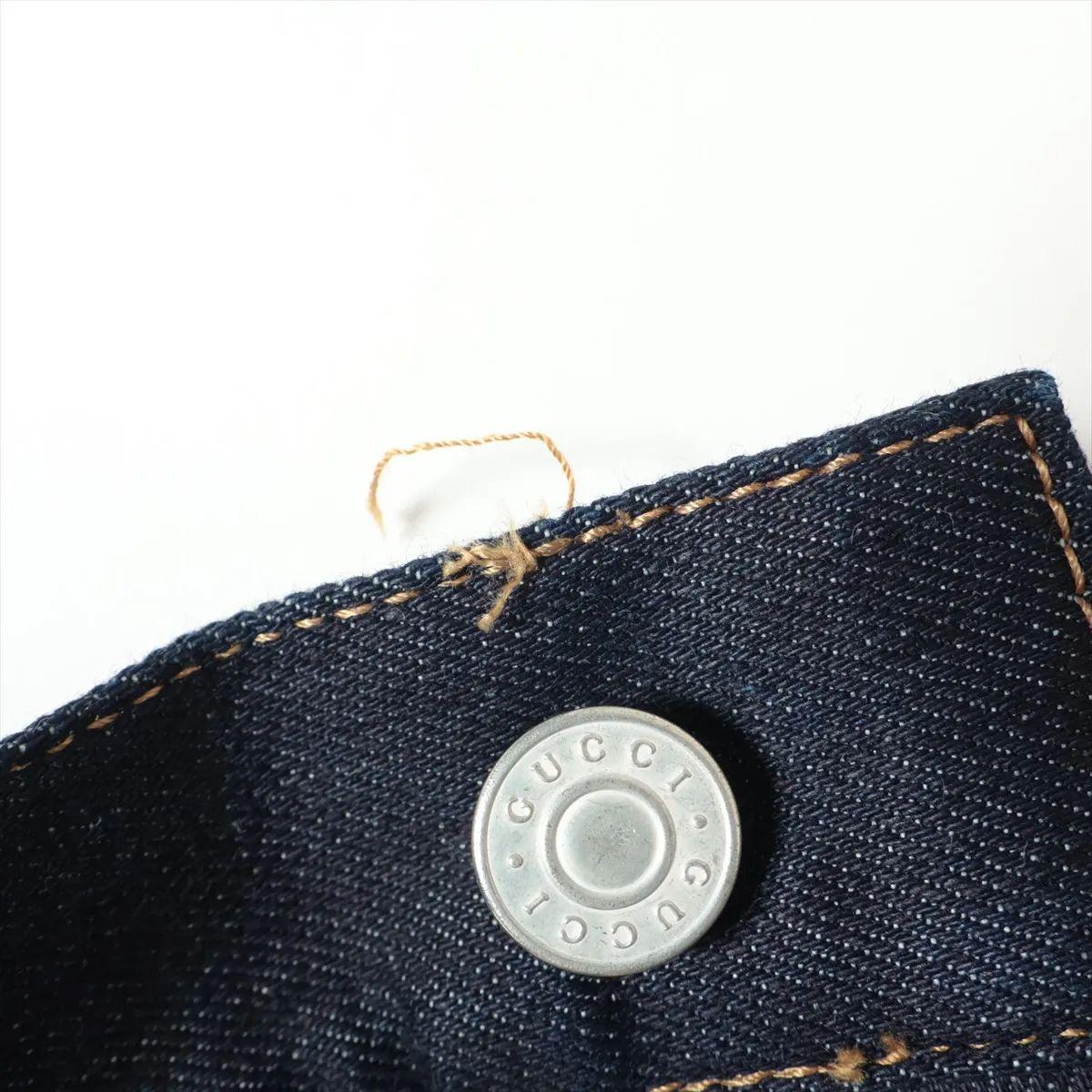 Gucci Pantaloni in cotone e denim blu navy in vendita 11