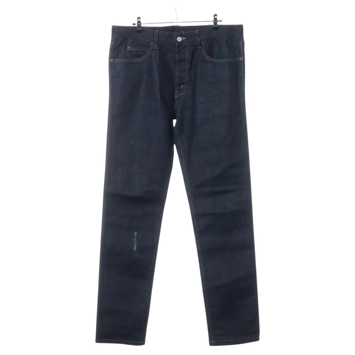 Gucci Pantaloni in cotone e denim blu navy in vendita
