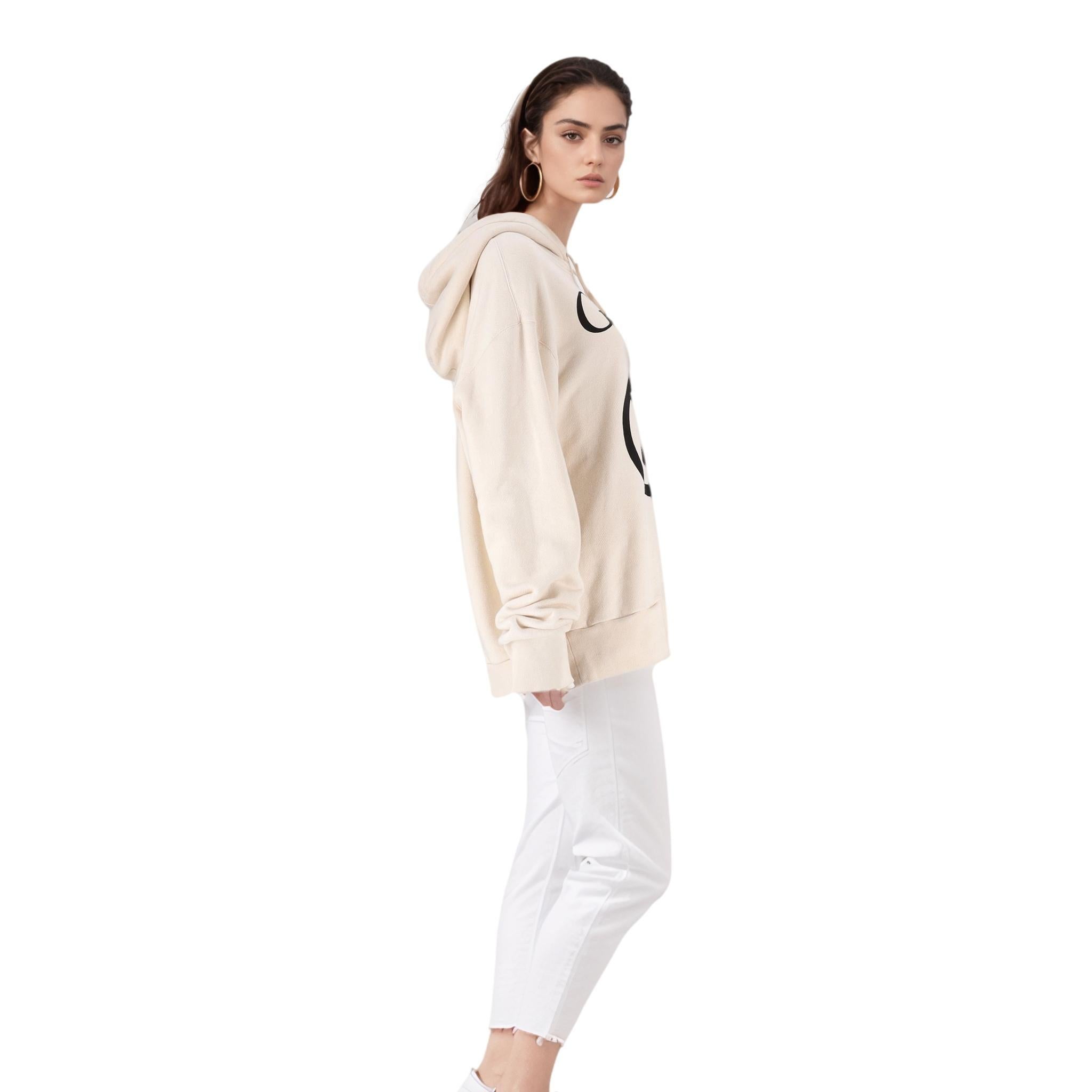 Beige Gucci Cotton  Logo Hoodie For Sale