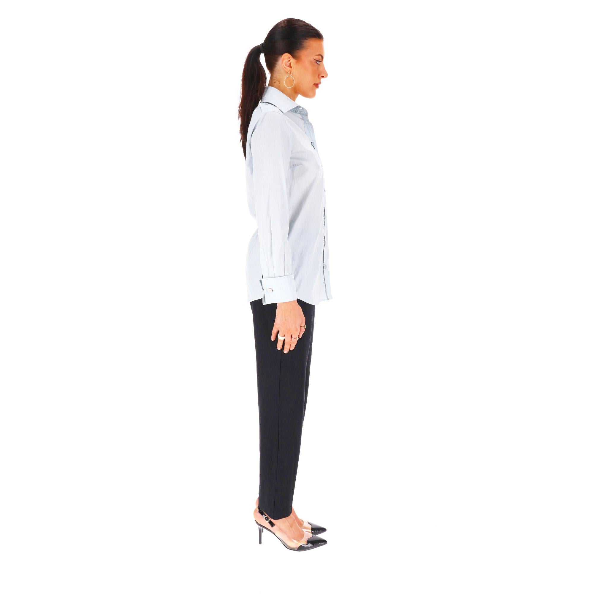 Gris Gucci - Chemise en coton avec boutons en émail portant le logo 'GG en vente