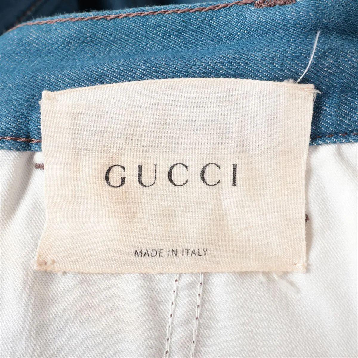 Pantaloni corti in cotone Gucci Blu Denim in vendita 2