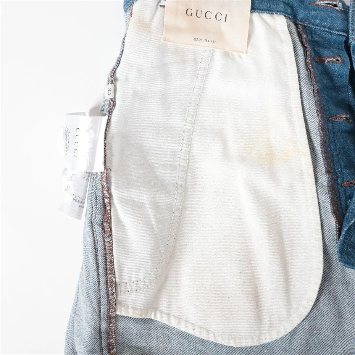 Pantaloni corti in cotone Gucci Blu Denim in vendita 5