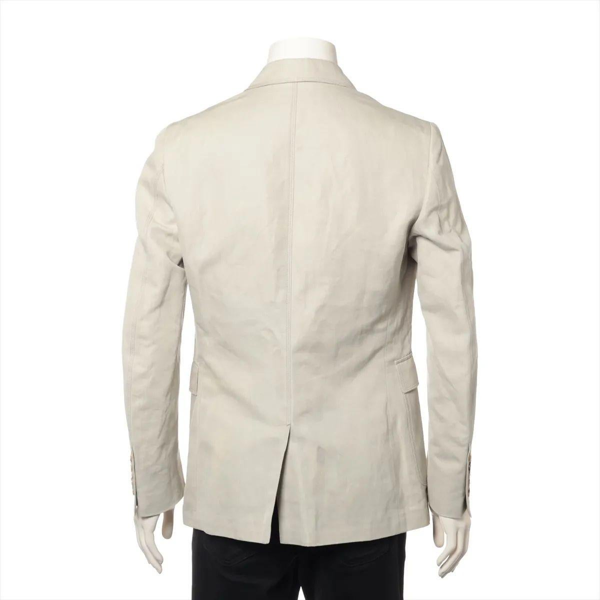 Gucci Cotton Tailored Suit Jacket Beige In Good Condition For Sale In Humacao, PR