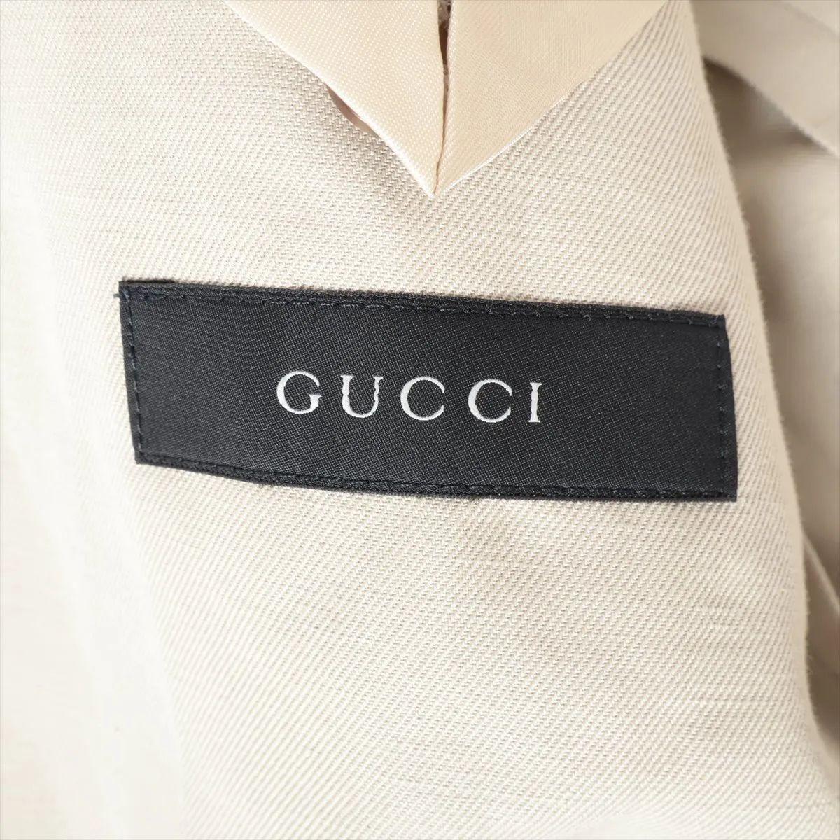 Gucci Cotton Tailored Suit Jacket Beige For Sale 3