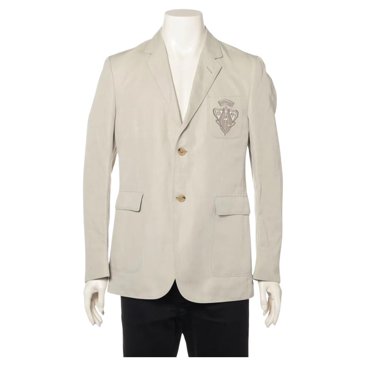 Gucci Cotton Tailored Suit Jacket Beige For Sale
