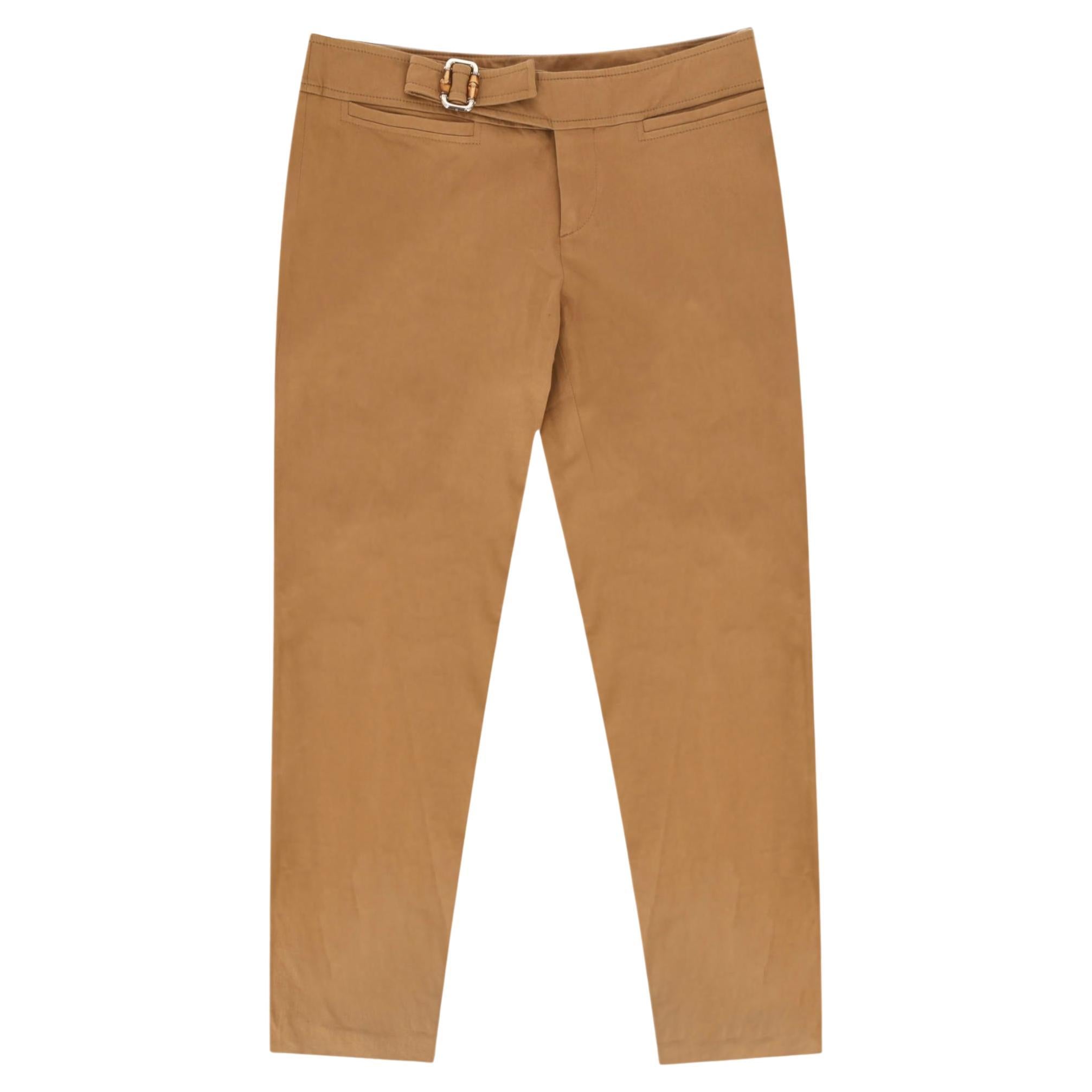 Pantalones de algodón Gucci con hebilla de bambú