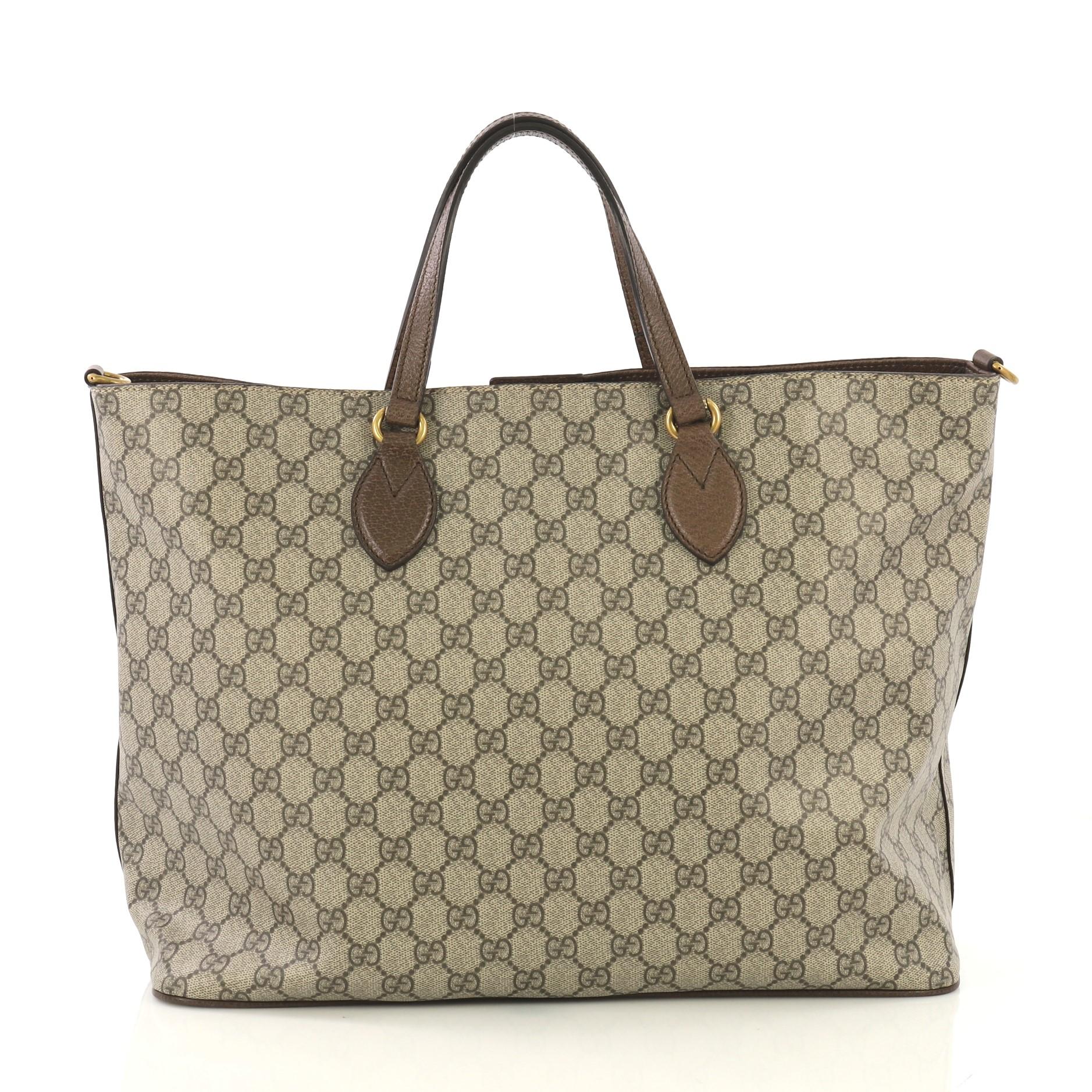 Gucci Courrier Convertible Soft Open Tote GG Coated Canvas with Applique Large In Excellent Condition In NY, NY