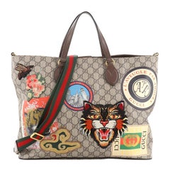 Gucci Courrier Convertible Soft Open Tote GG Coated Canvas With Applique Large