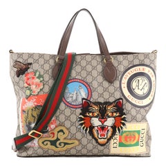 Gucci Courrier Convertible Soft Open Tote GG Coated Canvas with Applique Large