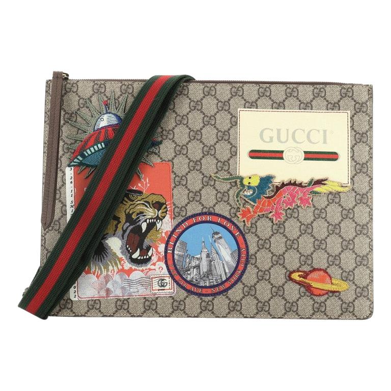 Gucci Courrier Messenger Bag GG Coated Canvas With Applique 
