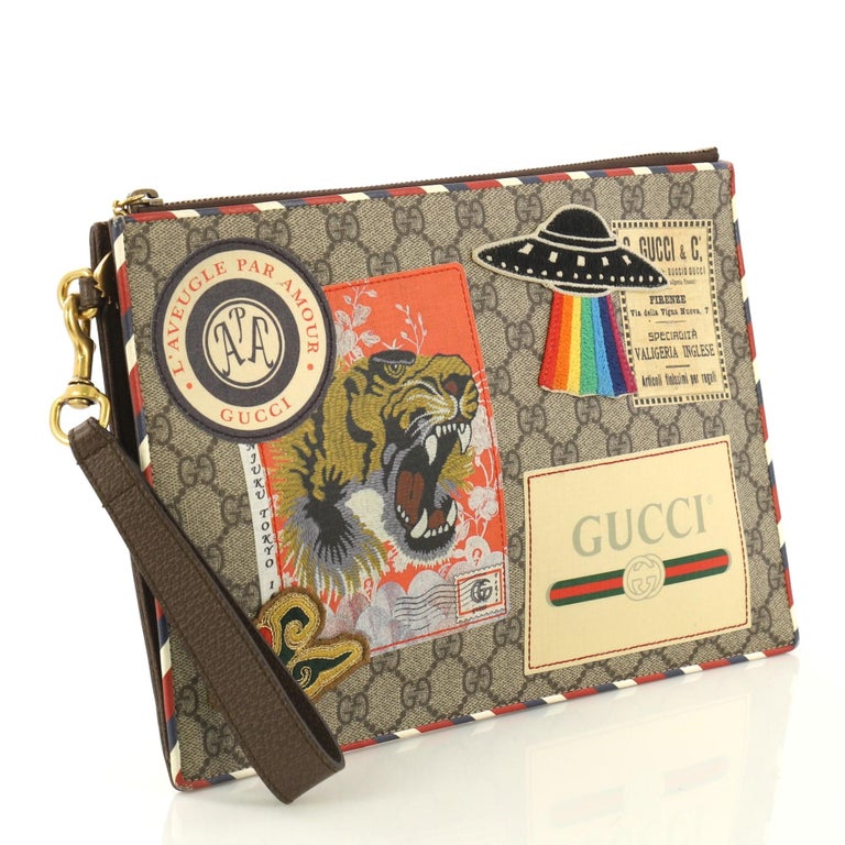 Gucci Courrier Pouch GG Coated Canvas with Applique at 1stDibs