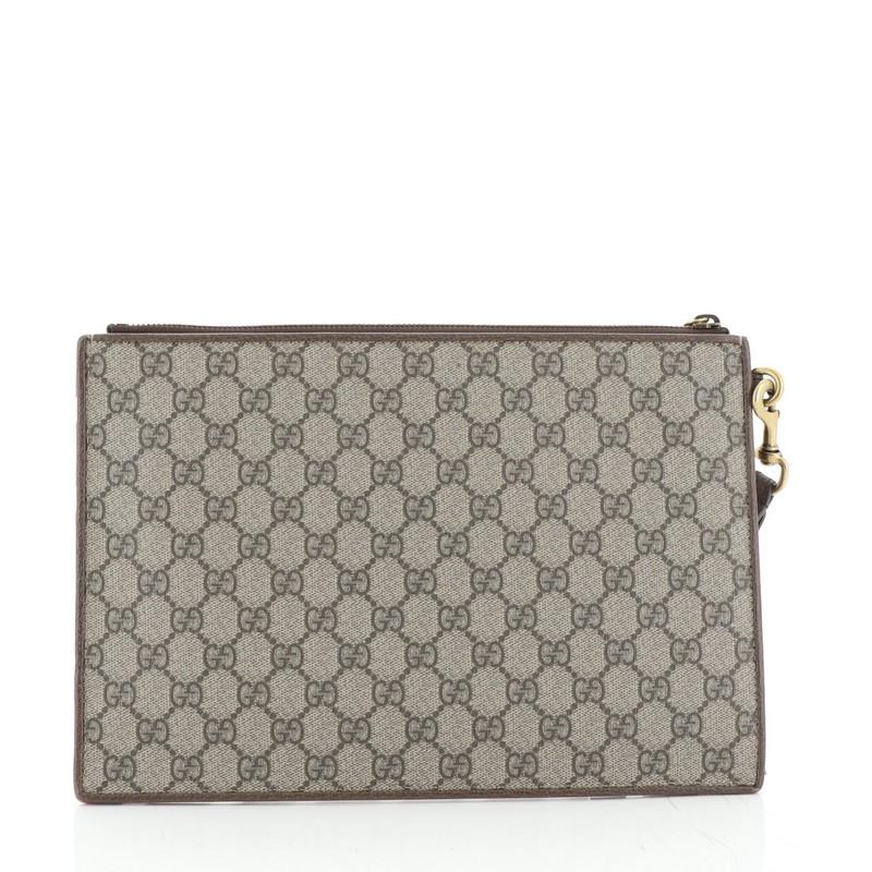 Gucci Courrier Pouch GG Coated Canvas With Applique In Good Condition In NY, NY