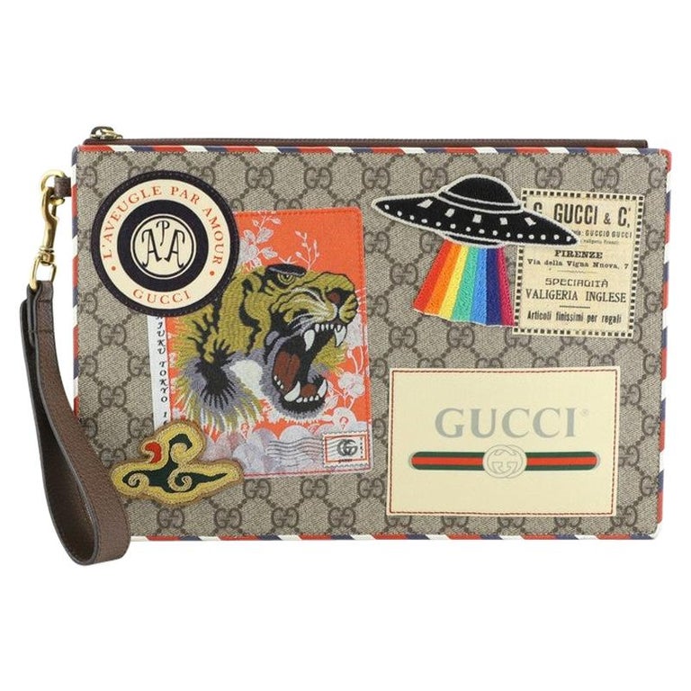 Gucci Courrier Pouch GG Coated Canvas with Applique, at 1stDibs