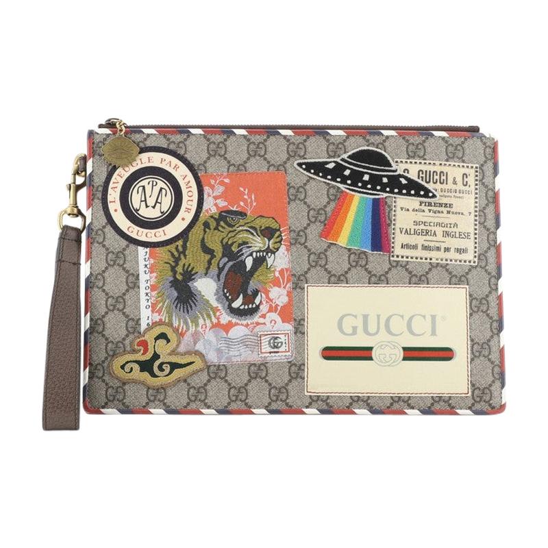 Gucci Courrier Pouch GG Coated Canvas With Applique at 1stDibs