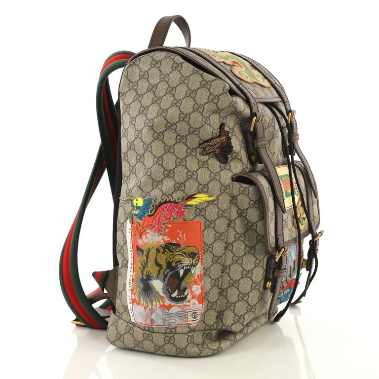 Gucci Courrier Soft Backpack GG Coated Canvas with Applique Large at ...