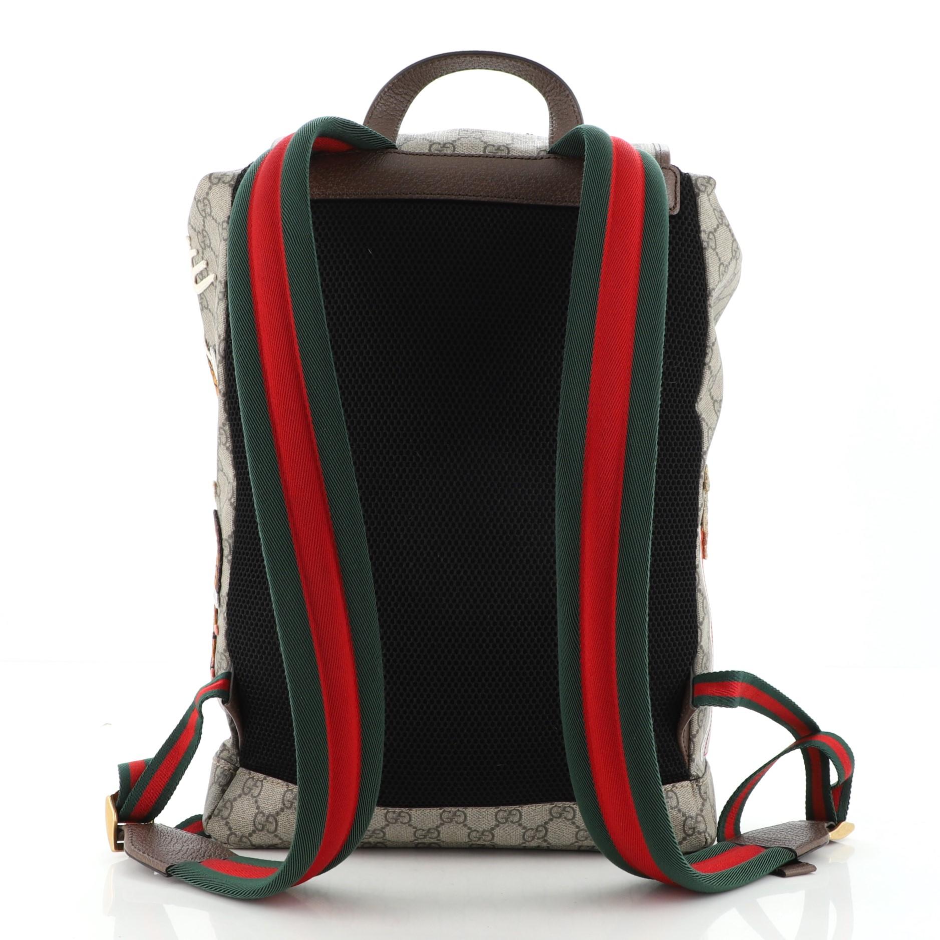 Gucci Courrier Soft Backpack GG Coated Canvas with Applique Large at