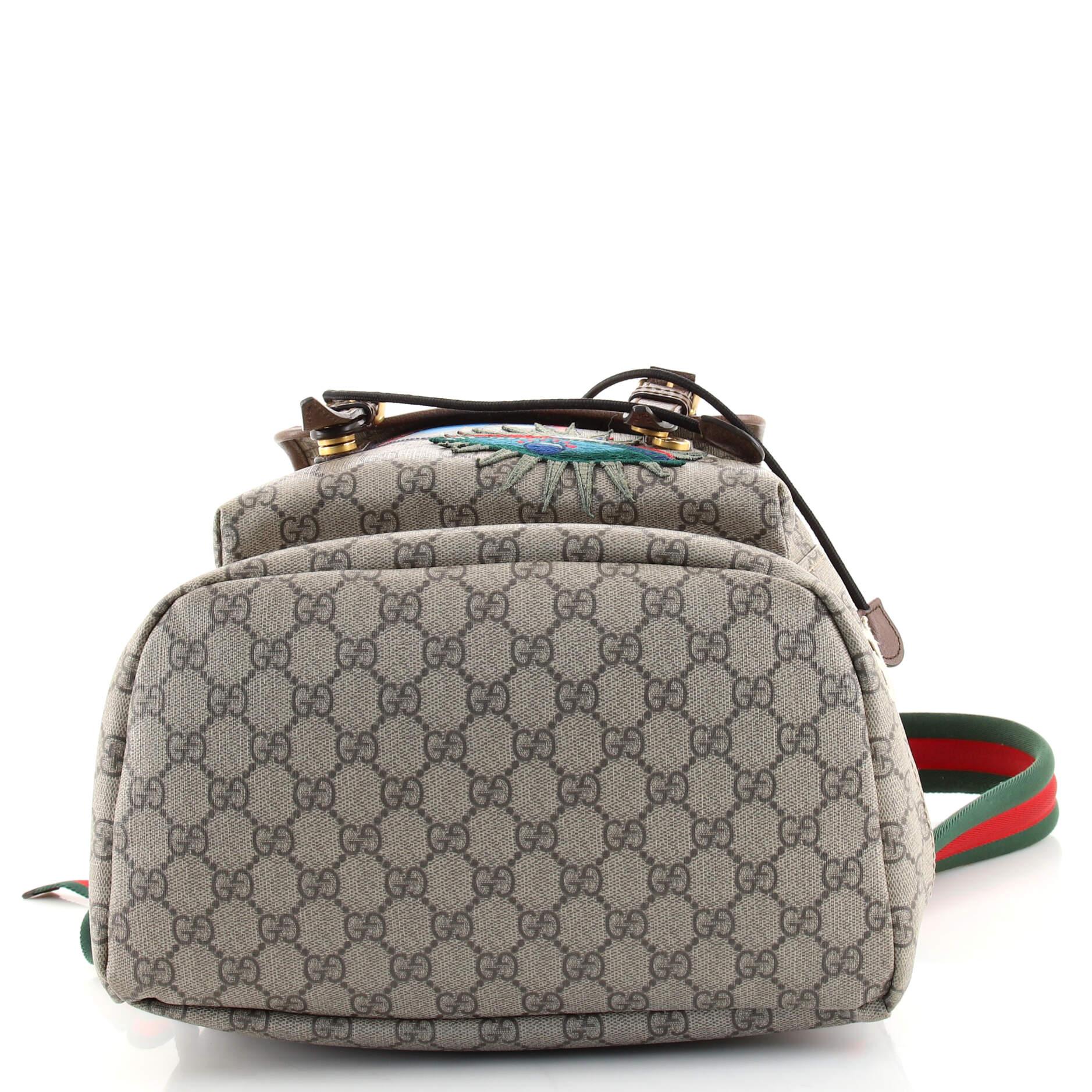 Gucci Courrier Soft Backpack GG Coated Canvas with Applique Large In Good Condition In NY, NY