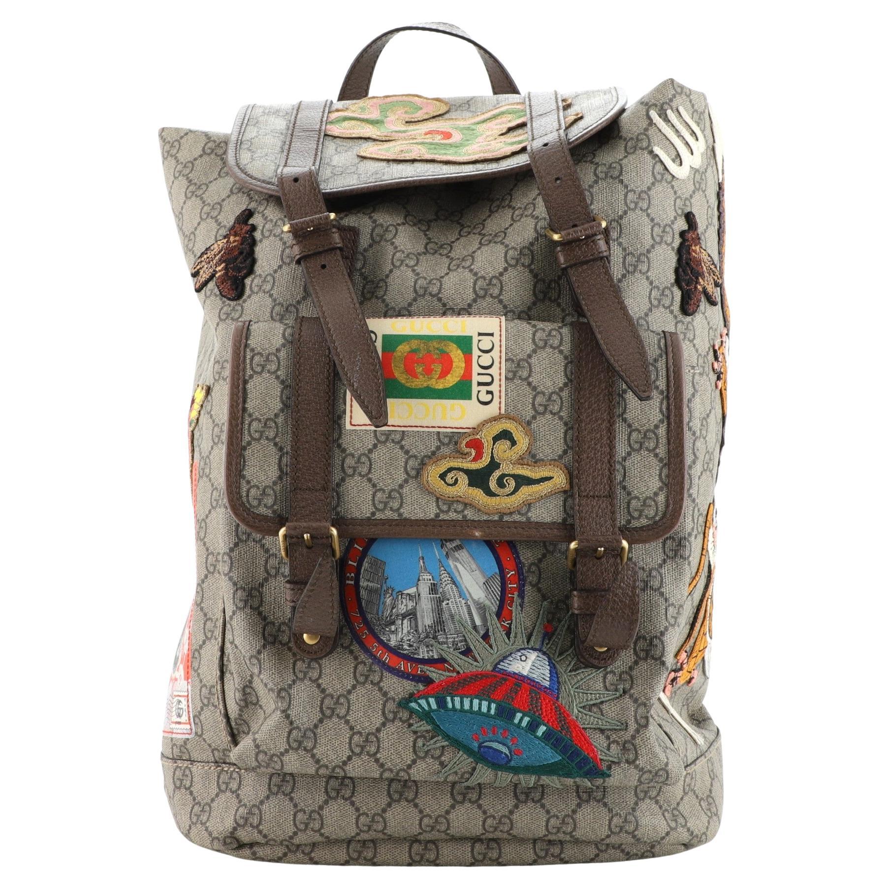 Gucci Buckle Backpack GG Coated Canvas Medium at 1stDibs
