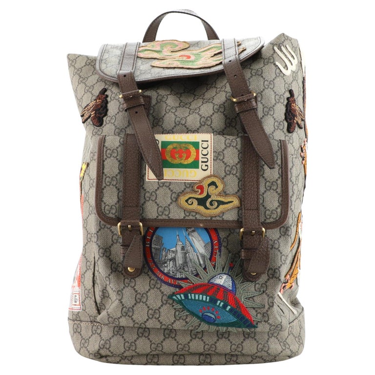 Gucci Courrier Soft Backpack GG Coated Canvas with Applique Large For Sale  at 1stDibs