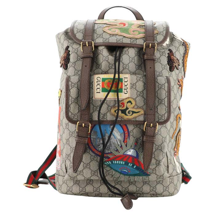 Gucci Courrier Soft Backpack GG Coated Canvas with Applique Large at