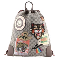 Gucci Courrier Soft Drawstring Backpack GG Coated Canvas with Applique Me