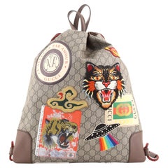 Gucci: Courrier Soft Drawstring Backpack GG Coated Canvas with Applique Me