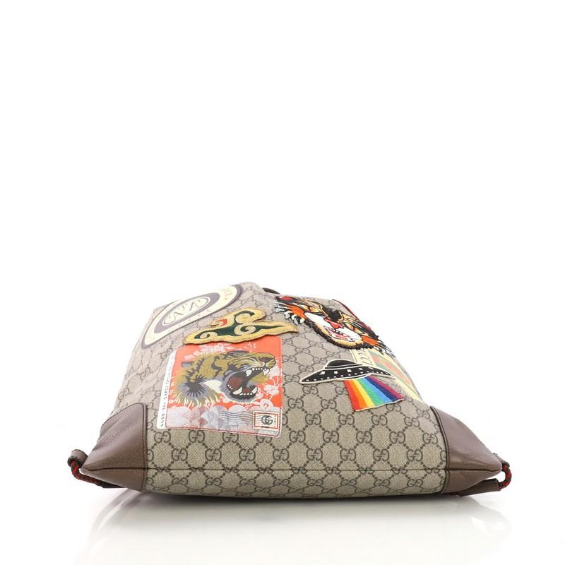Women's or Men's Gucci Courrier Soft Drawstring Backpack GG Coated Canvas with Applique Medium