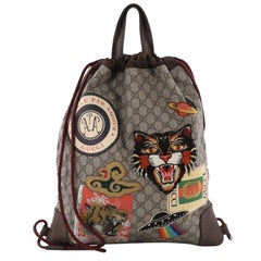 Gucci Courrier Soft Drawstring Backpack GG Coated Canvas with Applique Medium