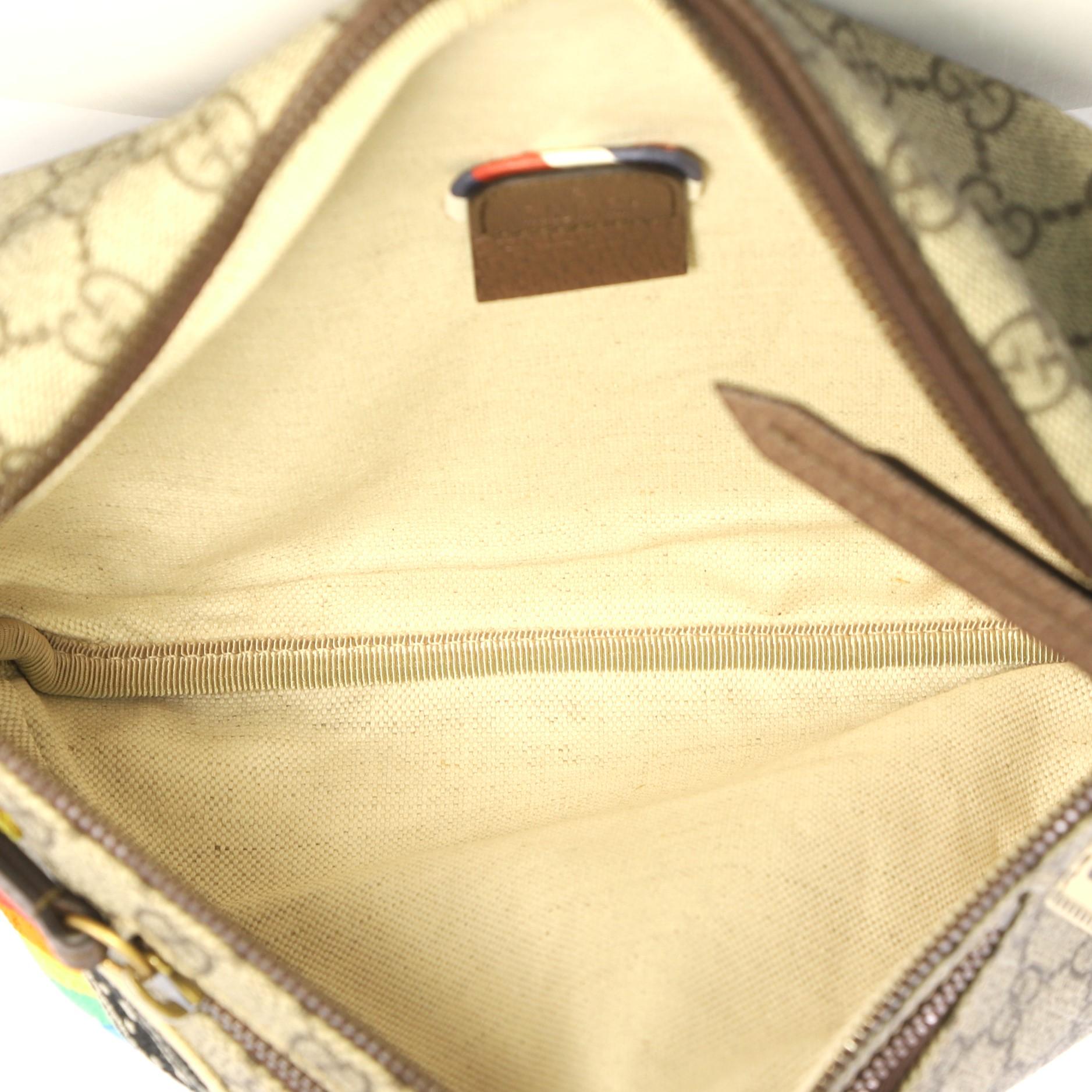 Brown Gucci Courrier Zip Belt Bag GG Coated Canvas with Applique
