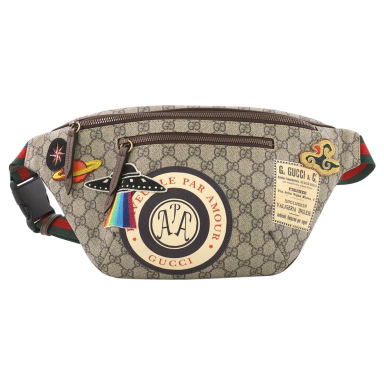 Gucci Courrier Zip Belt Bag GG Coated Canvas with Applique