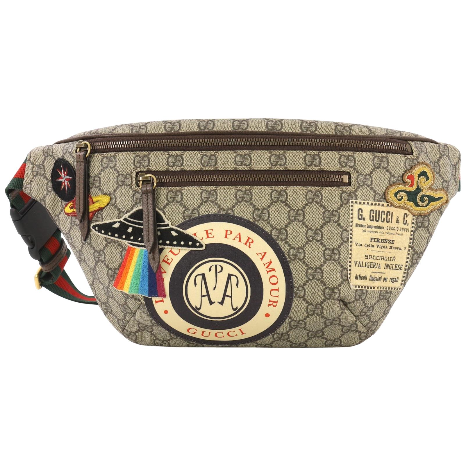 Gucci Courrier Zip Belt Bag GG Coated Canvas with Applique