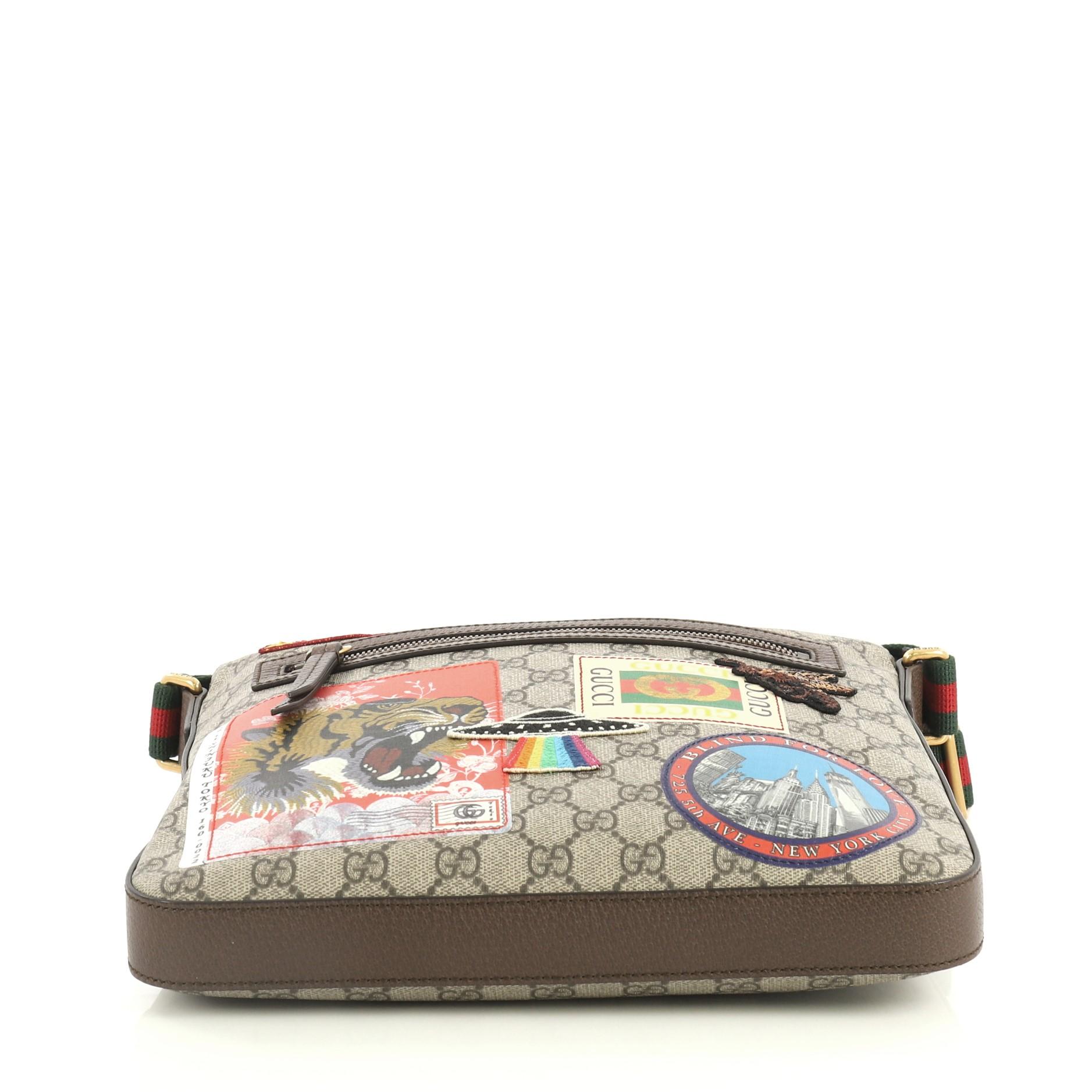 Women's Gucci Courrier Zip Messenger GG Coated Canvas with Applique Medium