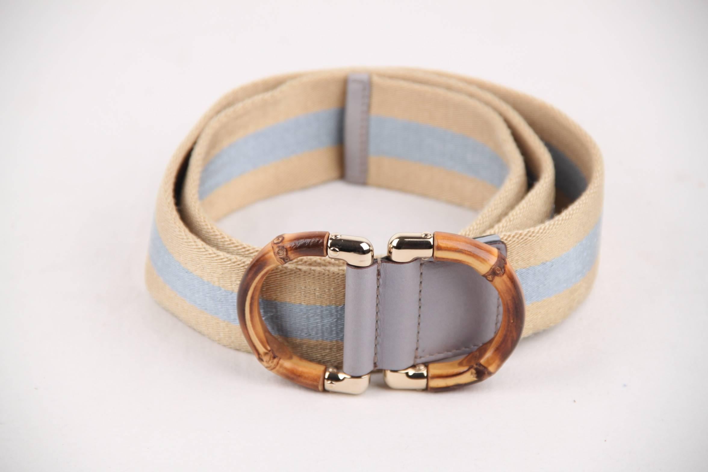 Cream Stripe Blue Woven Belt
