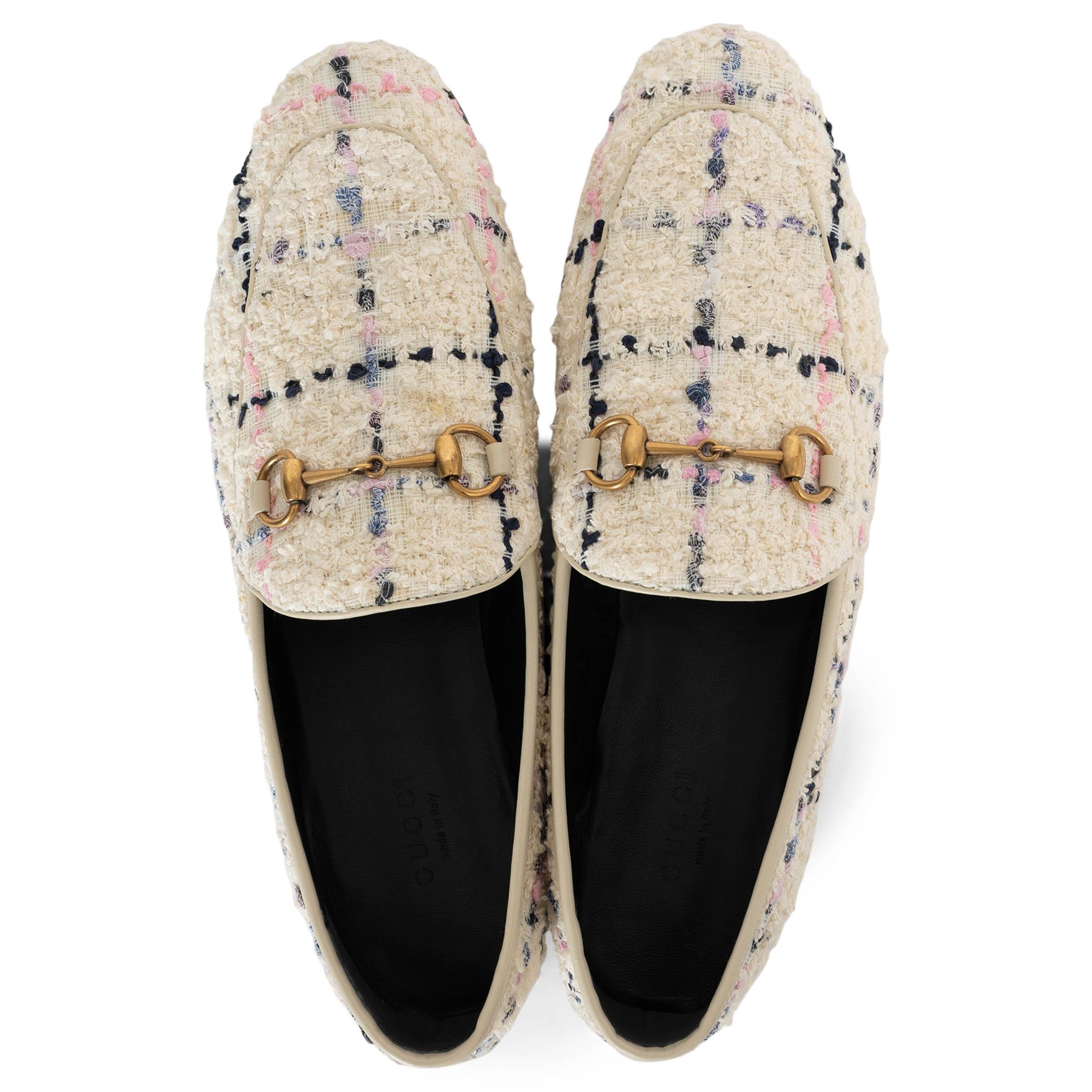 Gucci crème 2019 JORDAAN ROMANTIQUE TWEED Mocassins Chaussures 38,5 Pour femmes en vente