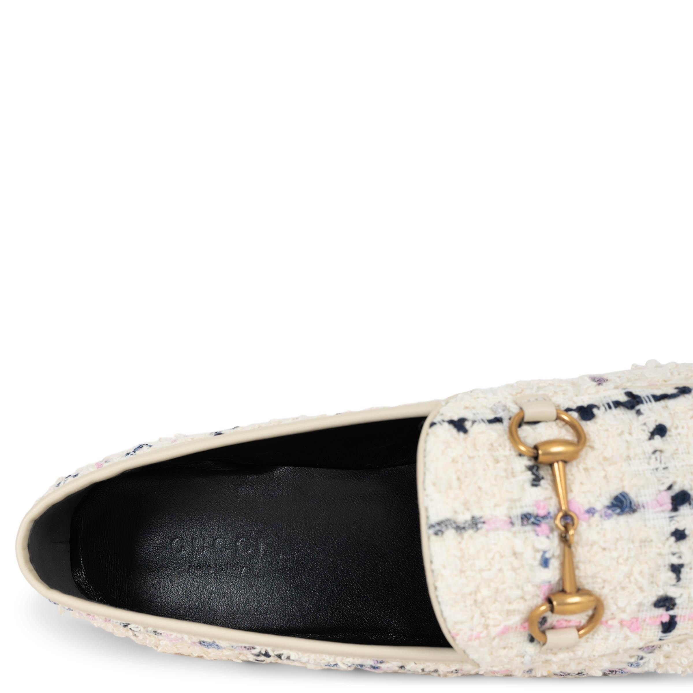 Gucci crème 2019 JORDAAN ROMANTIQUE TWEED Mocassins Chaussures 38,5 en vente 1