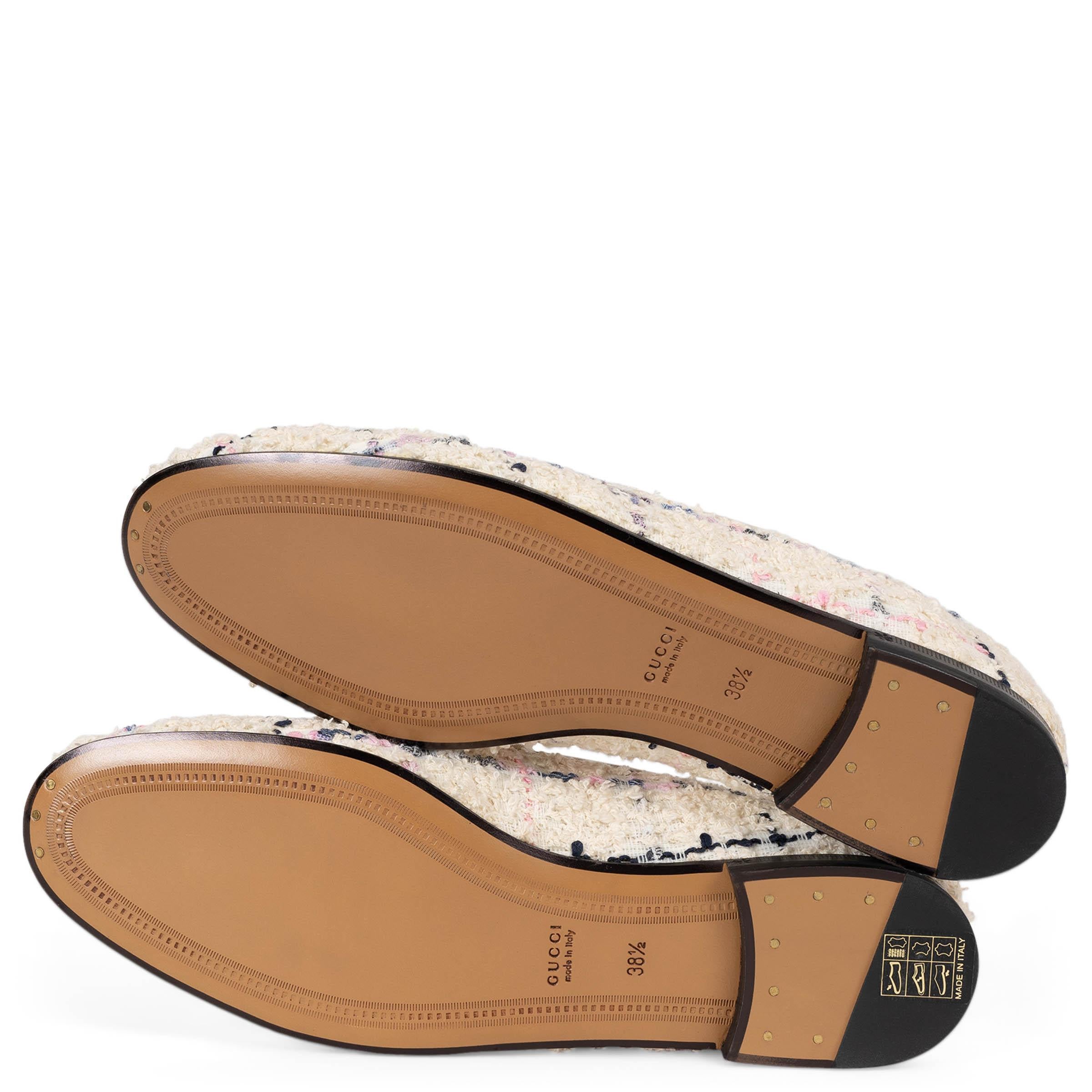 Gucci crème 2019 JORDAAN ROMANTIQUE TWEED Mocassins Chaussures 38,5 en vente 2