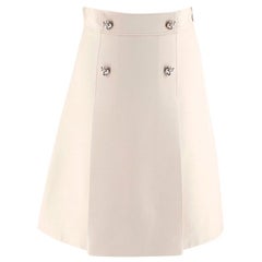 Gucci Cream A-Line Wool & Silk Tiger Button Skirt FR38