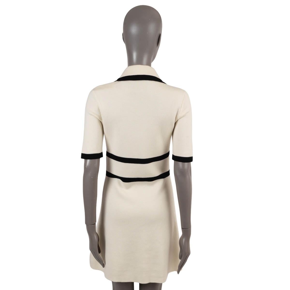 GUCCI cream & black wool 2022 GG PIQUET JACQUARD POLO Dress S In Excellent Condition For Sale In Zürich, CH