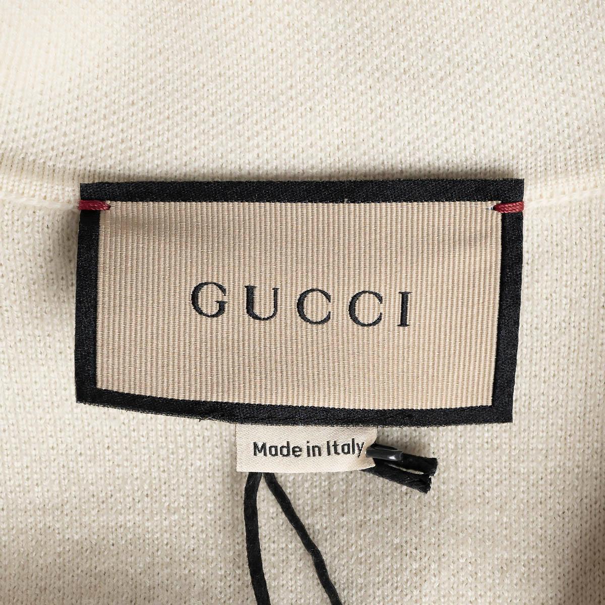 GUCCI cream & black wool 2022 GG PIQUET JACQUARD POLO Dress S For Sale 3