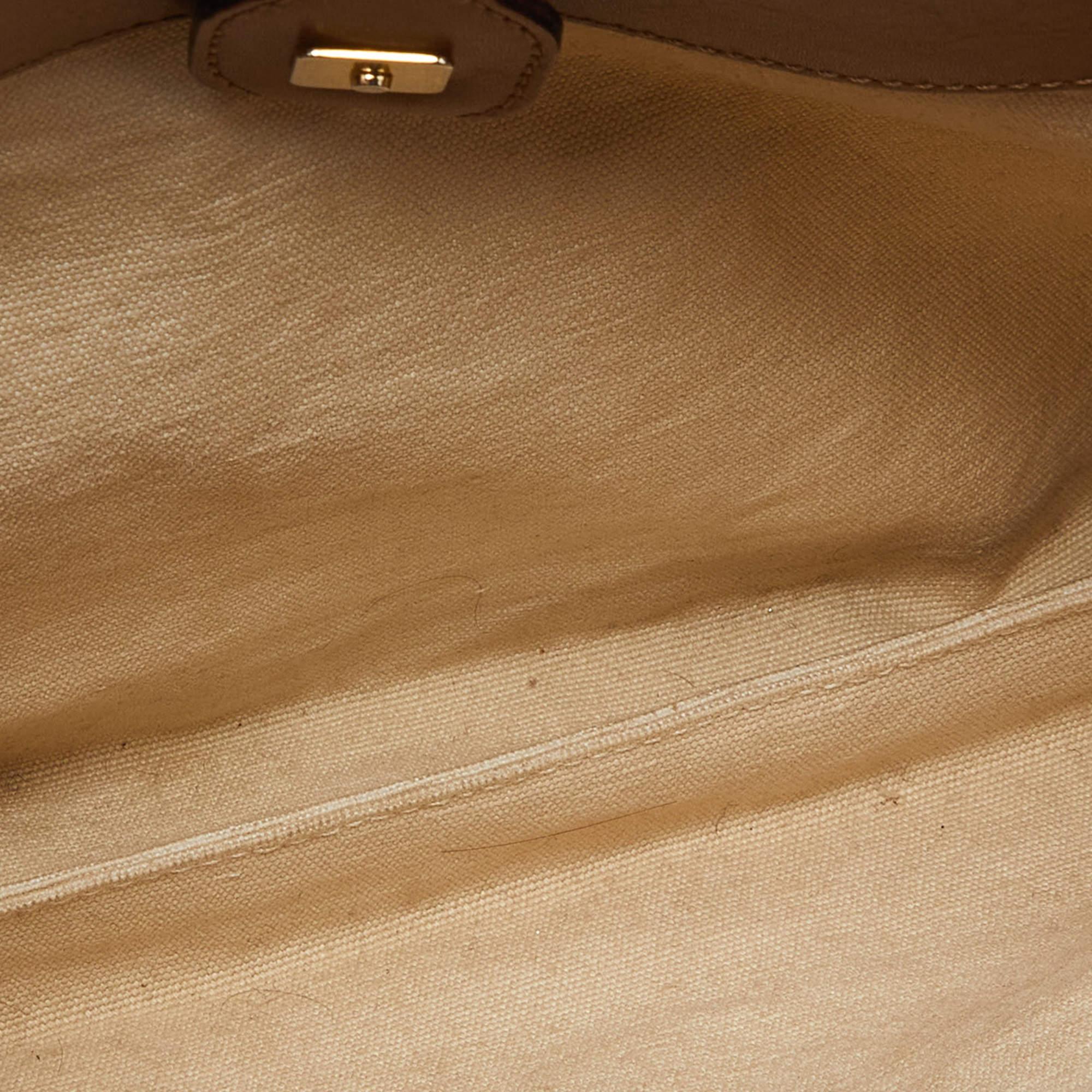 Gucci Bambus-Top-Griff-Tasche aus cremefarbenem/braunem Canvas und Leder im Angebot 1