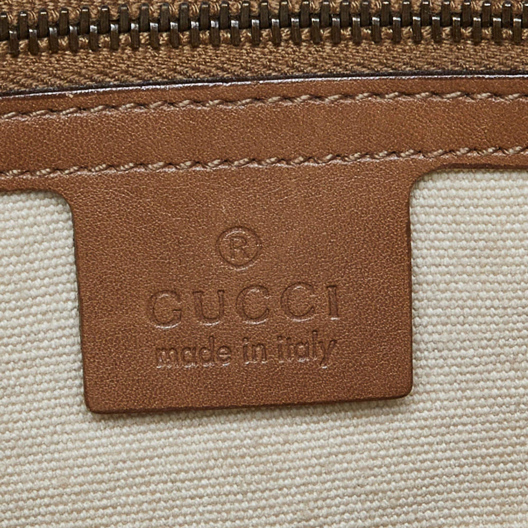 Gucci Cream/Brown Canvas and Leather Bamboo Top Handle Bag 2